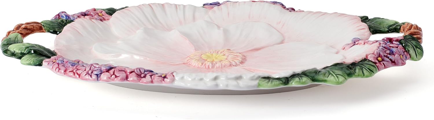Fitz and Floyd Jardin Floral Handled Serving Platter, 19 Inch