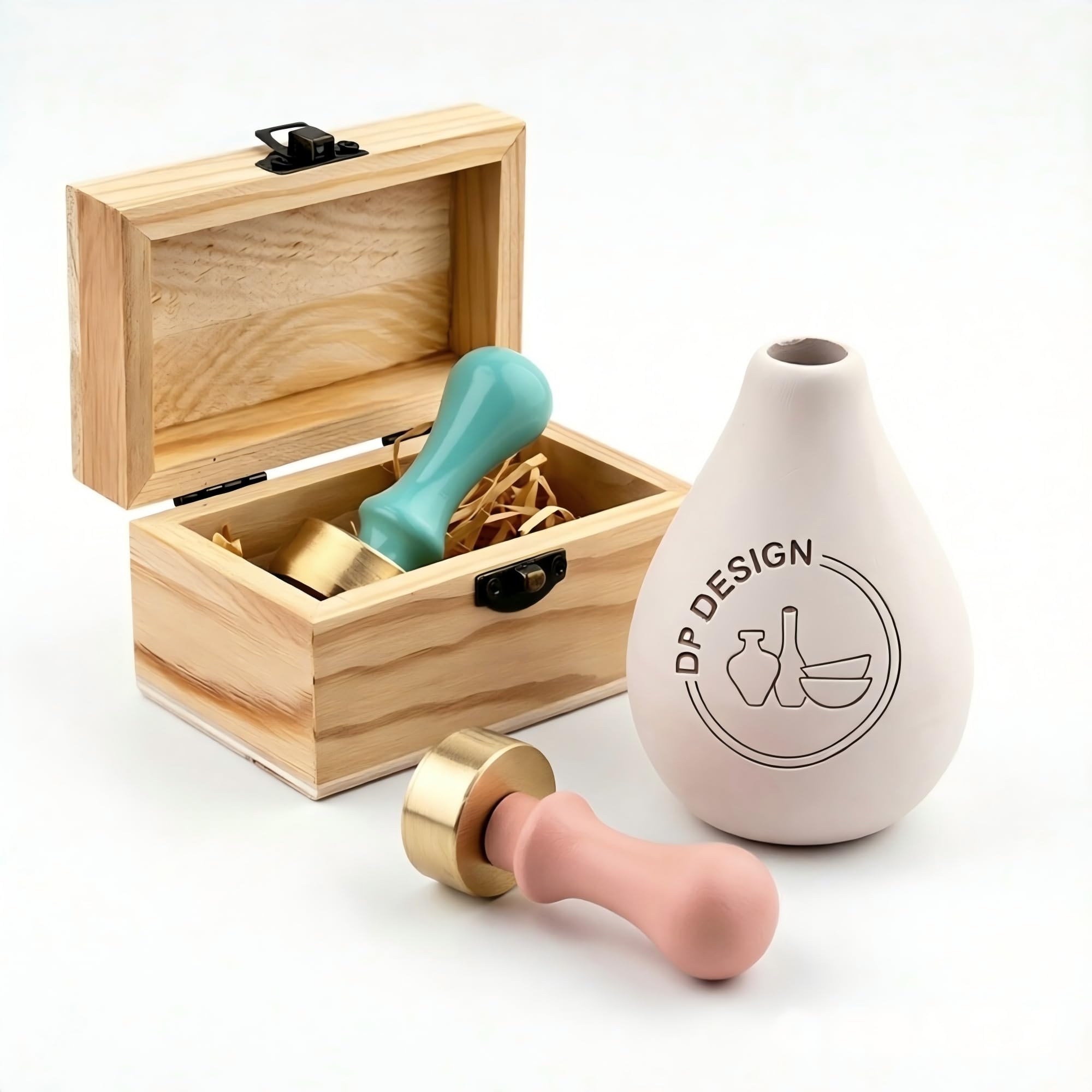 STAMTECH Custom Pottery Stamp for Clay - Personalized Logo &amp; Letter Seal, Creative DIY Imprint Tool for Ceramics &amp; Polymer Clay, Unique Handmade Gift for Potters