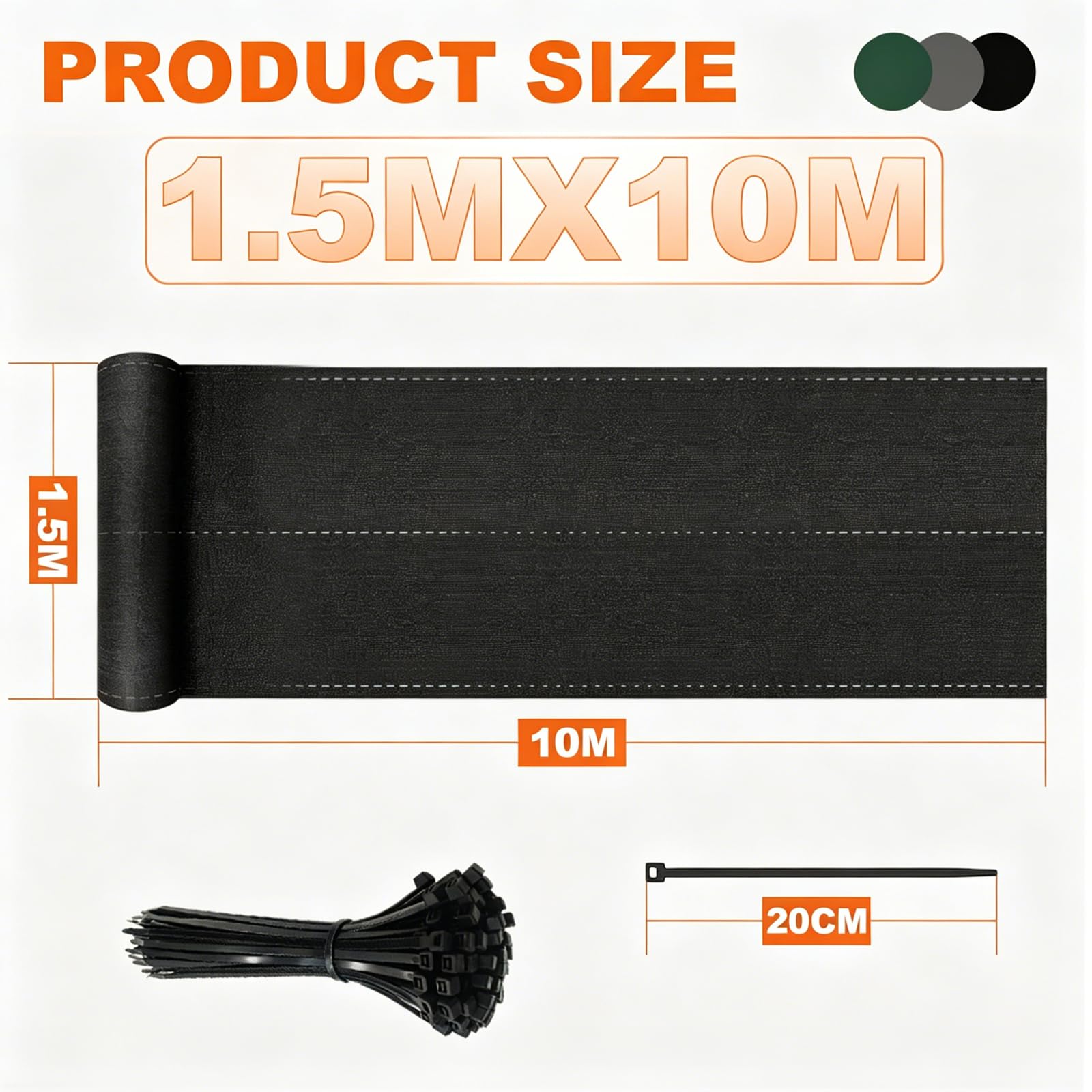 Brise Vue Balcon 150x1000cm avec Attaches de câble, Cache Occultant Exterieur avec 150 g/m² HDPE, Protection UV, Opaque Résistant au Vent pour Jardin Terrasse, Anthracite