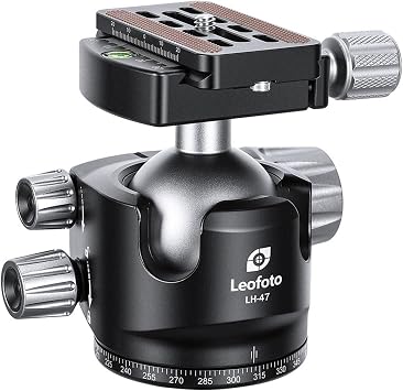 Leofoto - LH-47 Ball Head with QP-70N Quick Release Plate - Rock Solid, Professional Ball Head - Load Capacity 22 kg - LH-47