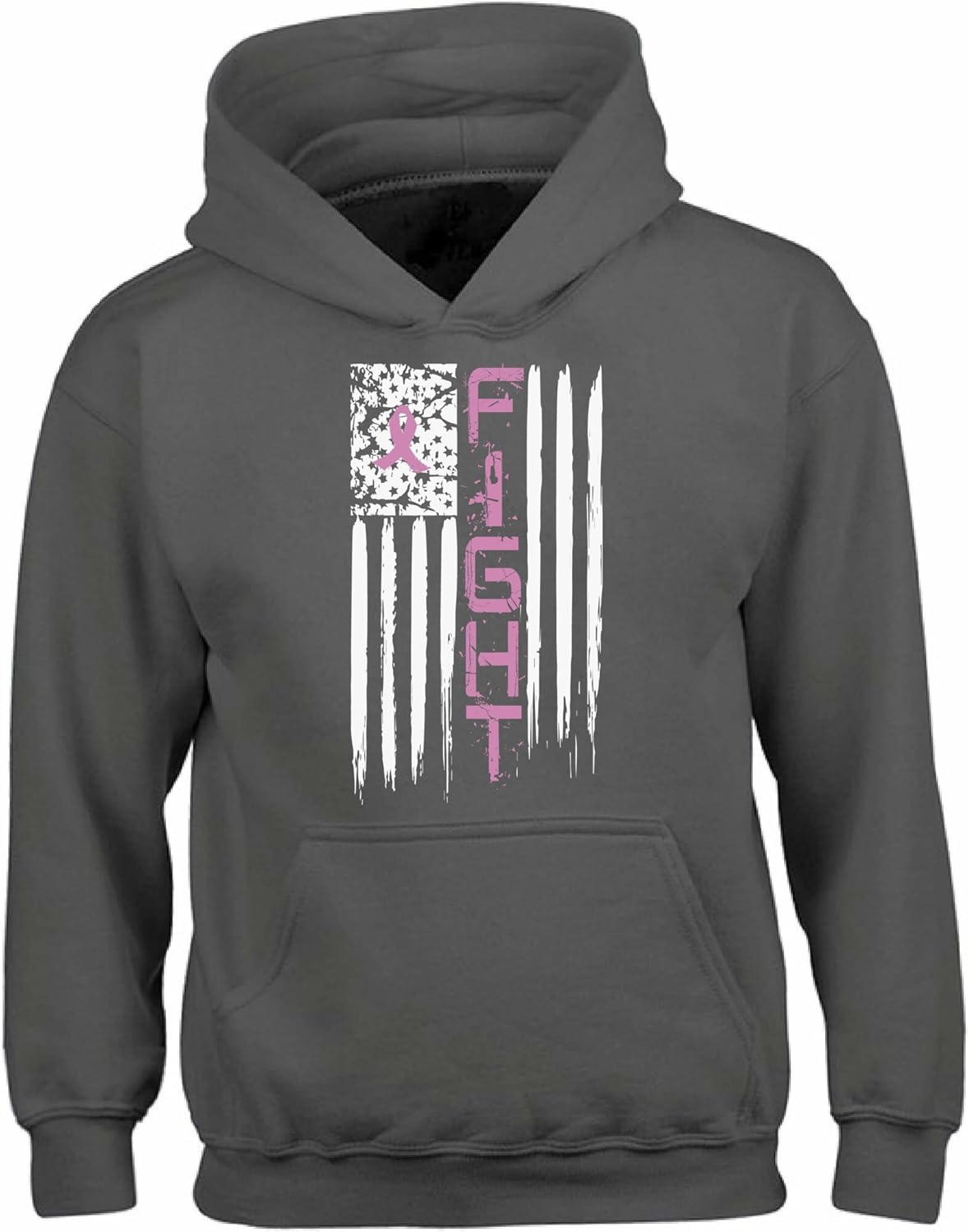 Vizor Unisex Breast Cancer Hoodie Sweatshirt Fight Distressed Pink Ribbon Hoodie Sweatshirt