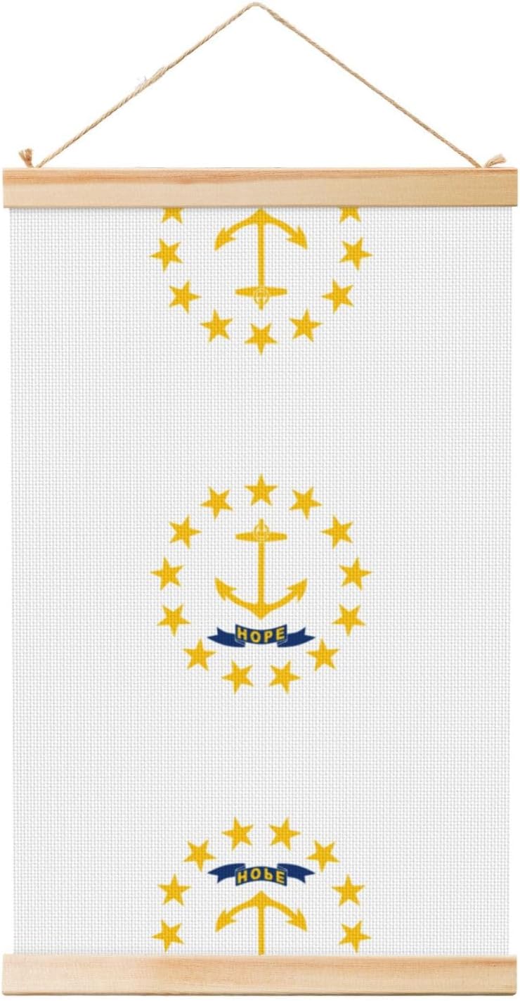Rhode Island State Flag Print Poster Hanger,Hanging Poster, Poster Frame,Wood Poster Hanger, For Wall Hanging