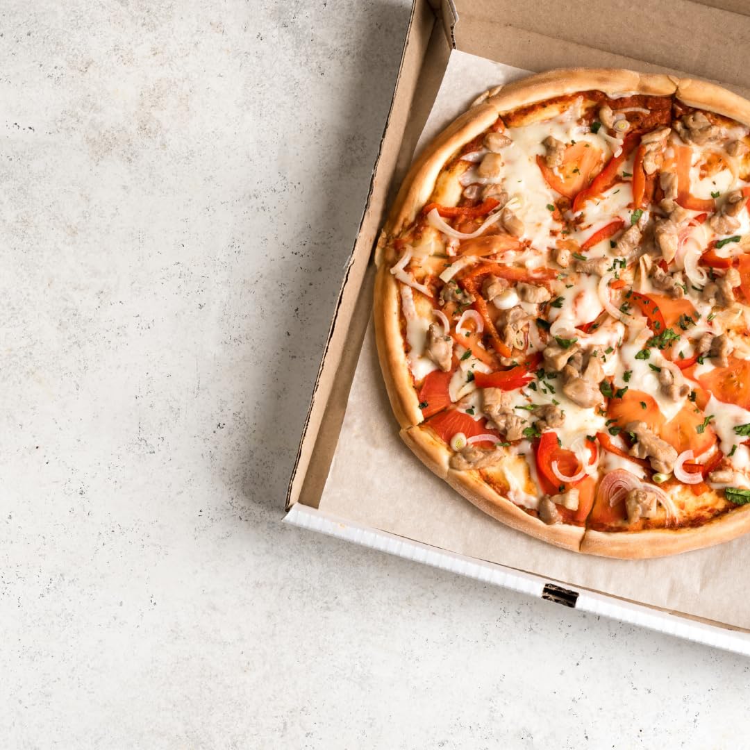 Caja Carton para Pizza 33x33 cm (mediana) | Caja Cuadrada Marrón Kraft Automontables | Pack de 100x cajas