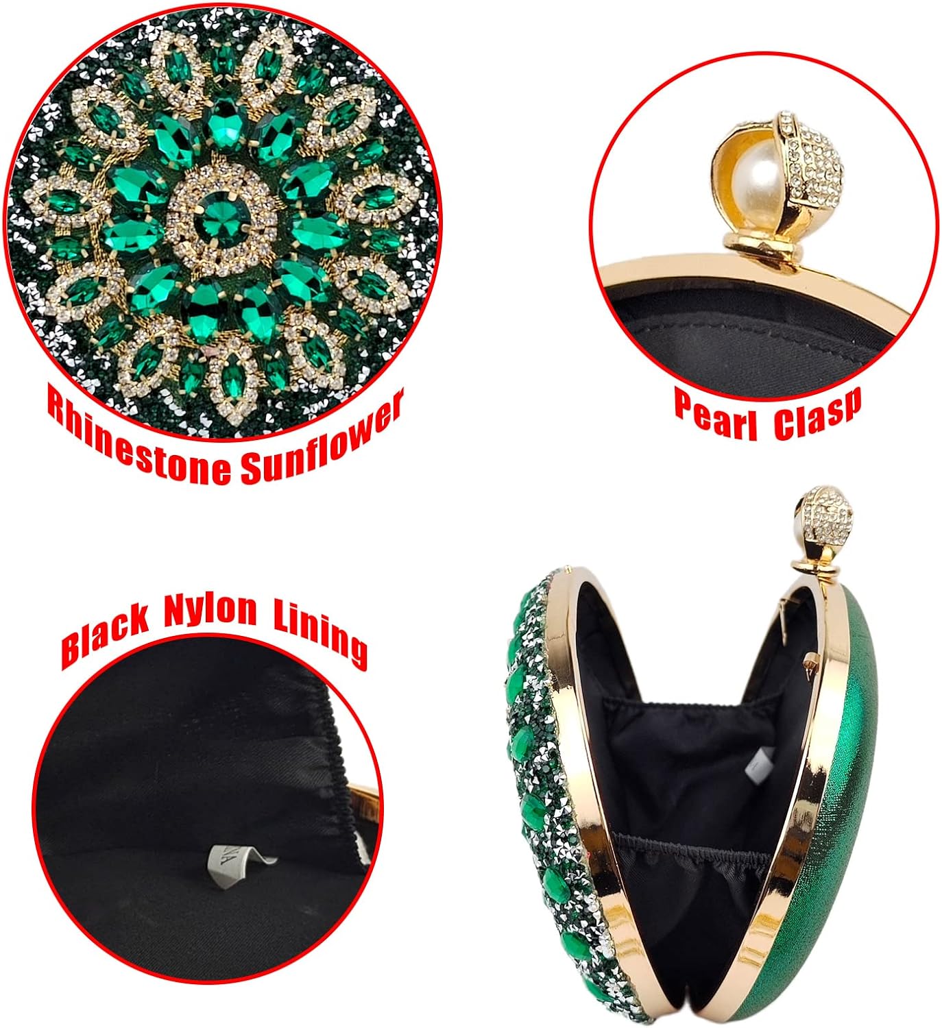 Multicolor Rhinestone Women Evening Clutch Purse Bridal Sparkly Diamond Bag Crystal Handbags Prom Wedding Cocktail Purse - Image 5