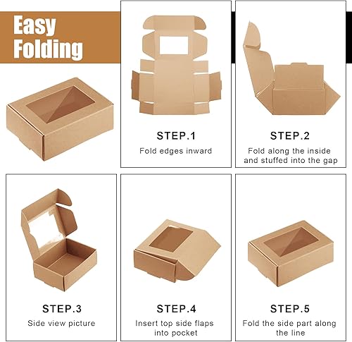 Miniatura 4 de Zonon 30 cajas de jabón para embalaje casero, mini cajas de regalo de papel kraft con ventana para panadería, dulces, jabón, embalaje de regalo (3.5