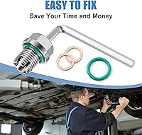 Vista 2 de 1/2-20 Tapón de drenaje de aceite doble sobredimensionado tipo piggyback, kit de reparación de rosca de bandeja de aceite autorroscante de acero