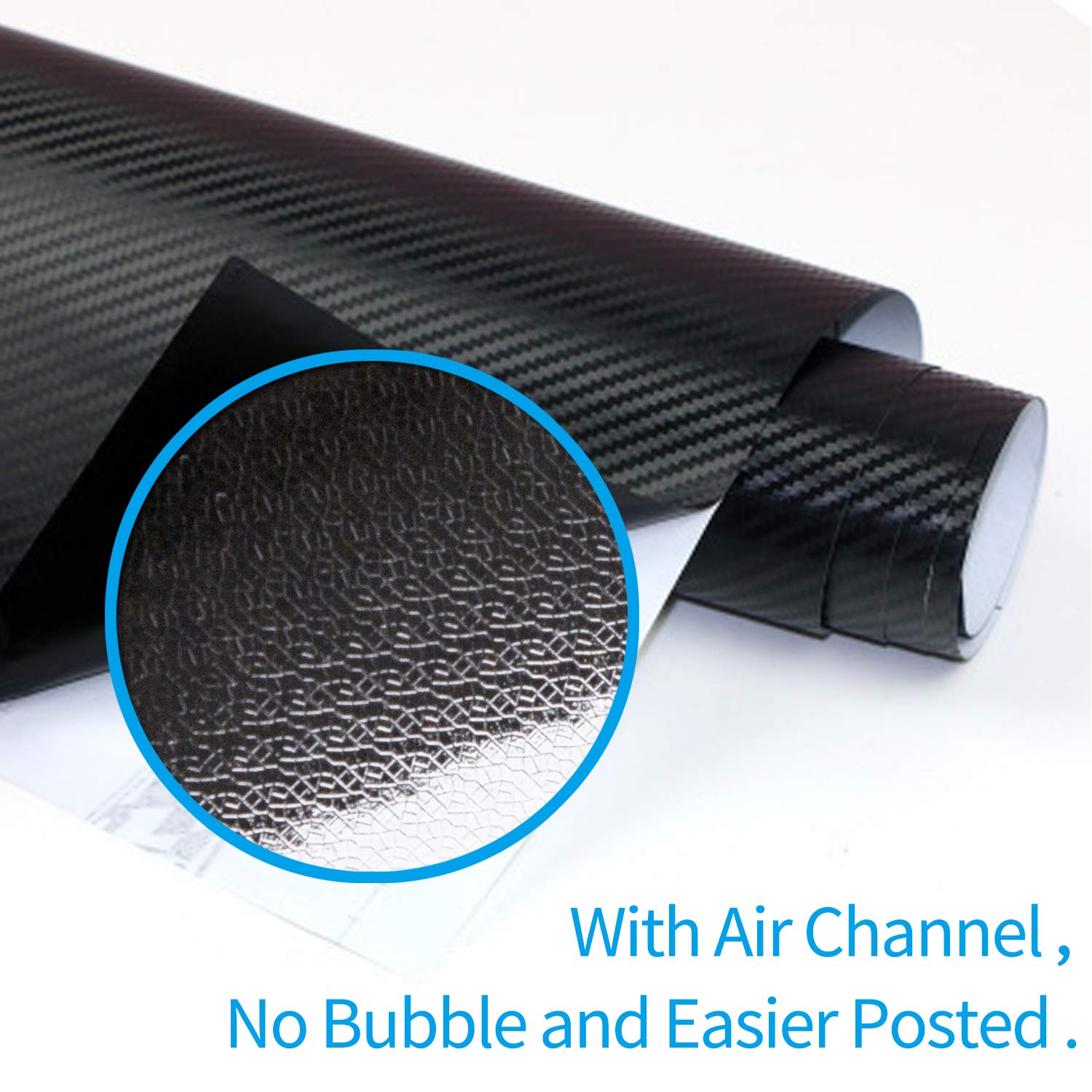 Queenbox Pellicola Adesiva Effetto Carbonio 3D - Rotolo In Vinile Nero 200x30 Cm - Per Auto, Moto, Mobili E Fai Da Te