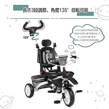 Amazon.co.jp: Thinkmax 子供三輪車 ベビーカー 5in1 舵取り