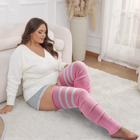 Plus Size Leg Warmers for Women, Long Knit Leg Warmers Over Knee Thigh High Sock