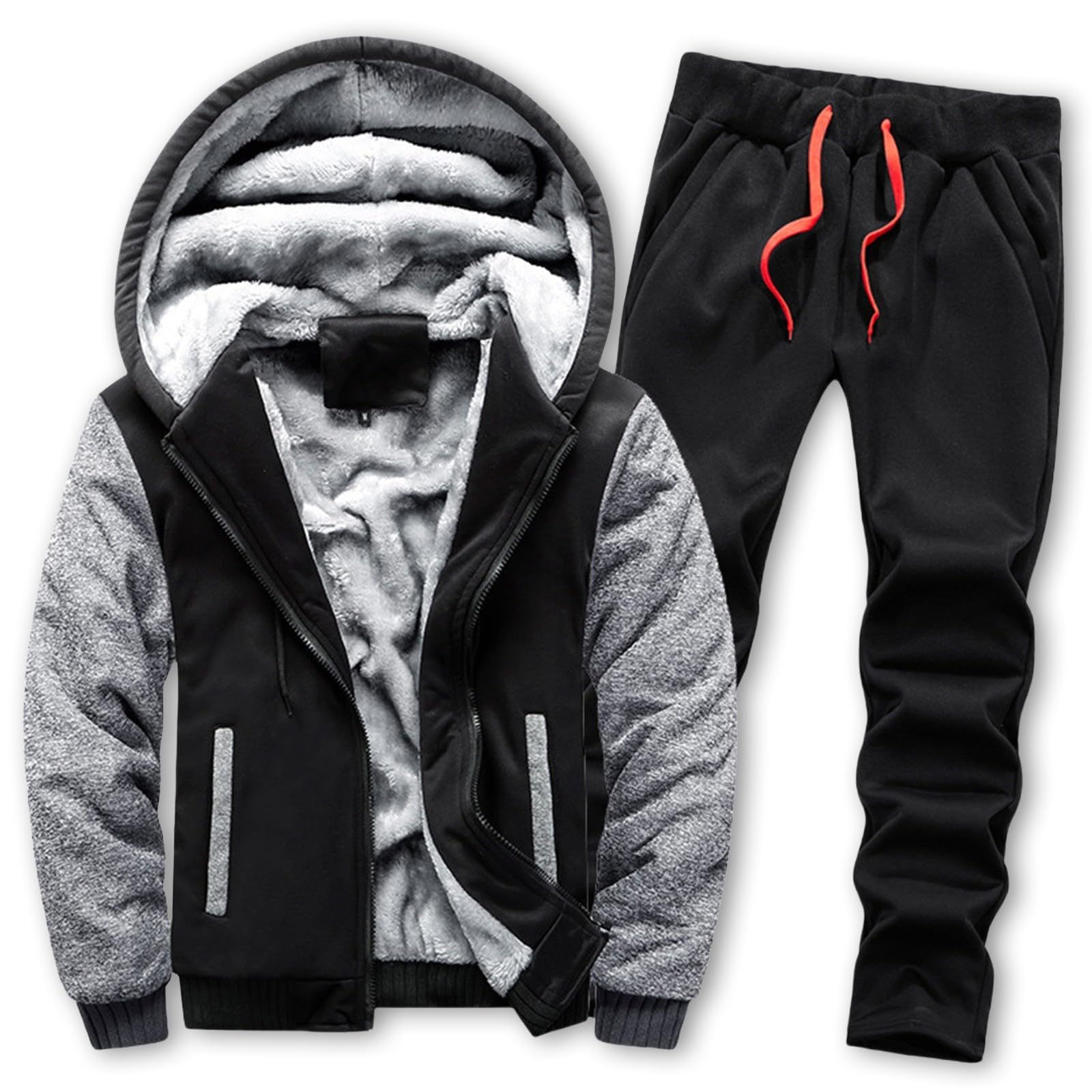 Tute da Ginnastica Uomo Maniche Lunghe Giacca invernale con cerniera Sports Jogging Pantaloni Leggero Sportiva Set Completa Felpa Tracksuit,Tuta Completa Uomo Invernale,Regalo Natale Halloween