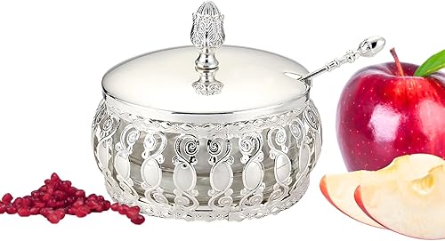 Rosh Hashanah - Juego de platos de manzana y miel plateados, regalos de fiesta de anfitriona judía de Año Nuevo, accesorios de cocina, regalos de