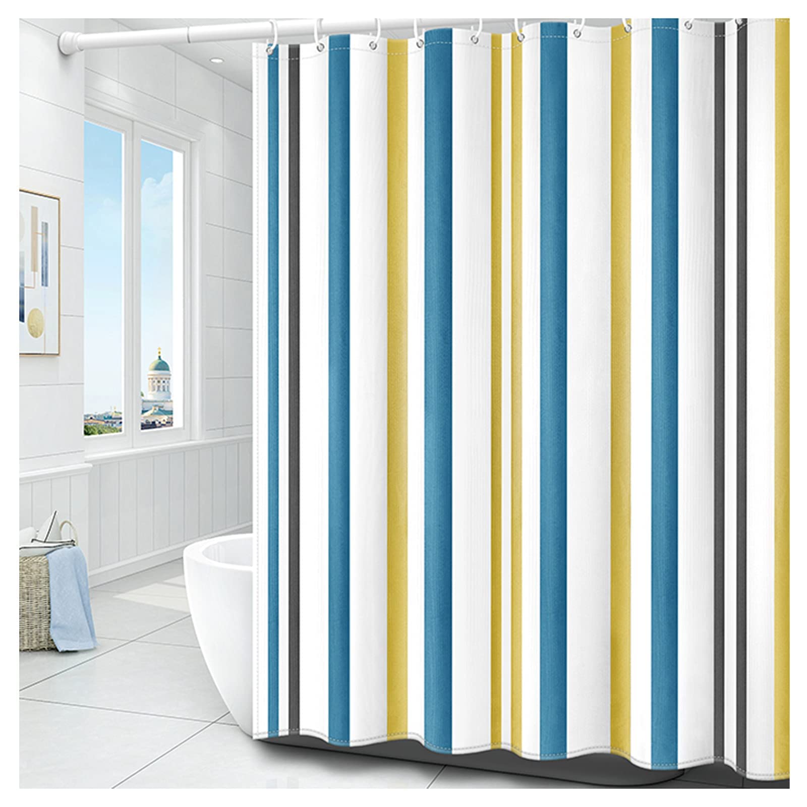 Rideau de douche à rayures d'art pour salle de bain moderne