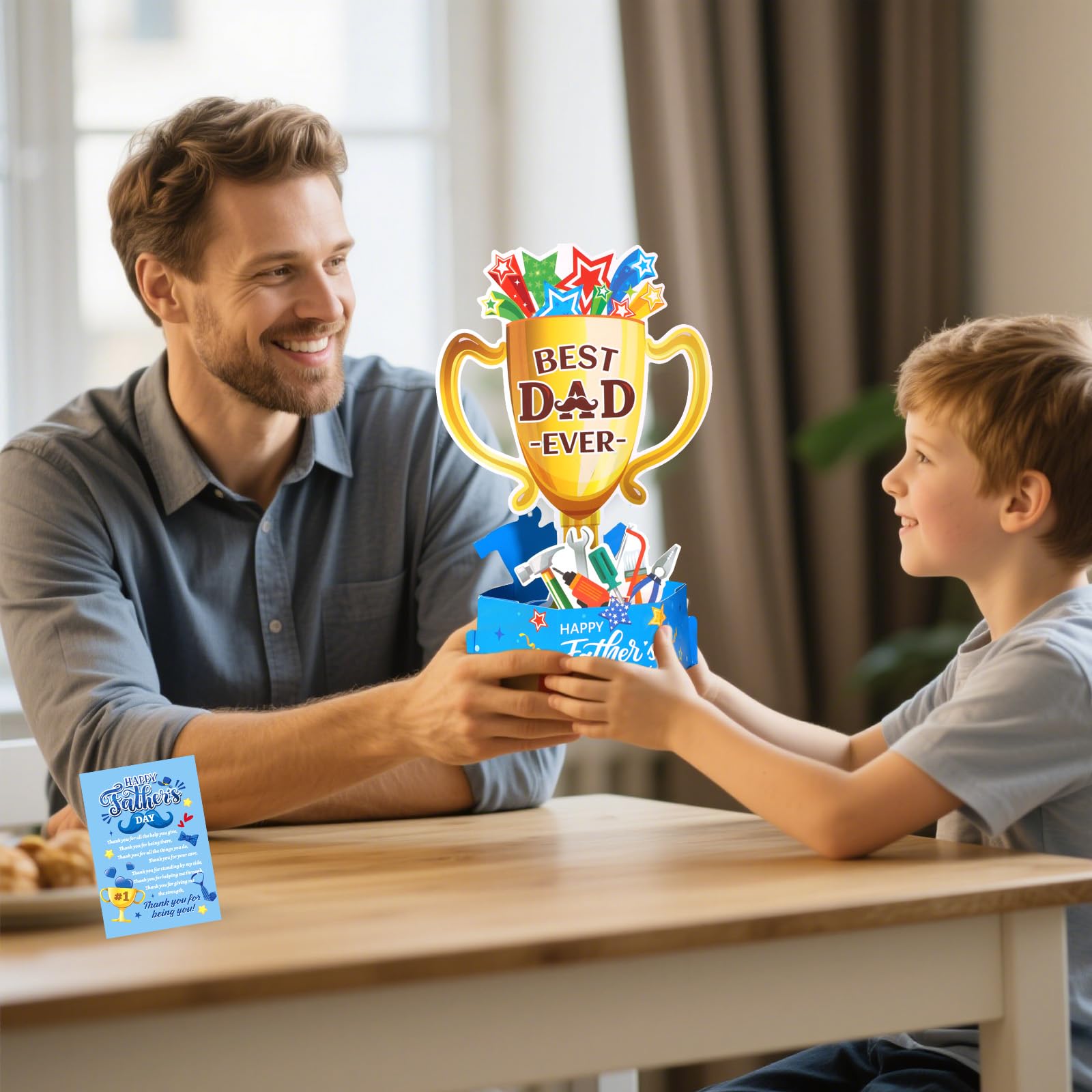 HOWAF 3D & Pop up Fathers Day Card, Happy Father's Day Card from Daughter Son, Pop Up Trophy Cards - Image 4