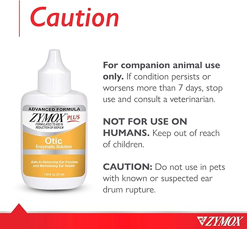 Miniatura 5 de Zymox Advanced Formula Otic Plus Solución enzimática para oídos para perros y gatos sin hidrocortisona, 1.25 oz
