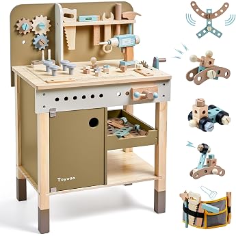 Kinder Werkzeug Set h lzerne Werkzeuge Bank mit Sch rze Kleinkind Spielzeug Werkbank Mit Realistischen Werkzeugen Elektrische Bohrmaschine STEM BAU Spielzeug Geschenke f r Alter 3-9Jungen M dchen