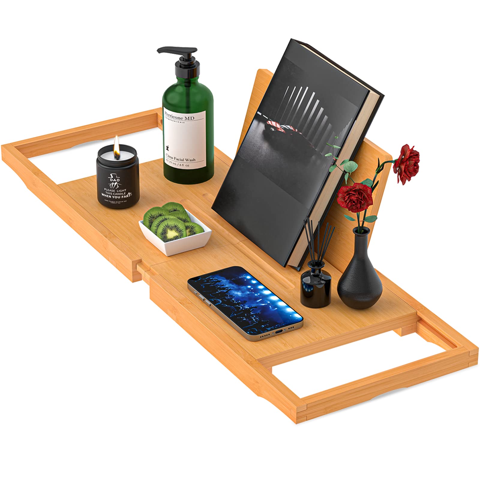 Premium Bathtub Tray Caddy - Expandable Bath Tray - Unique House Warming Gifts, New Home, Anniversary & Wedding Gifts for Couple, Bridal Shower Gift for Women