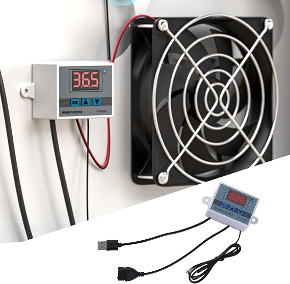 USB 5V Temperature Control Cable Digital Temp Thermostat for Cooling Fan and Blowers with Adjustable Ranges 50~110℃ USB Temperature Probe