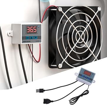 USB 5V Temperature Control Cable Digital Temp Thermostat for Cooling Fan and Blowers with Adjustable Ranges 50~110℃ USB Temperature Probe