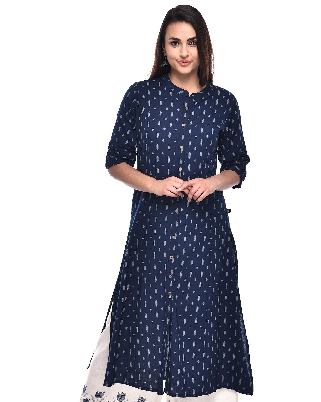 Pistaa's Women's Cotton Regular Fit Kurta (KU_NB_Chavi_48_3XL_Navy Blue_XXX-Large) 2