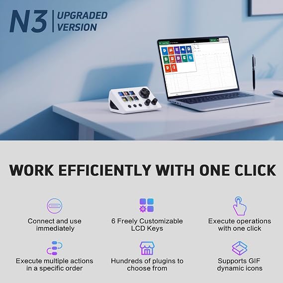 Basicolor Stream Controller Deck,Macro Keypad,Gaming Shortcut Keyboard
