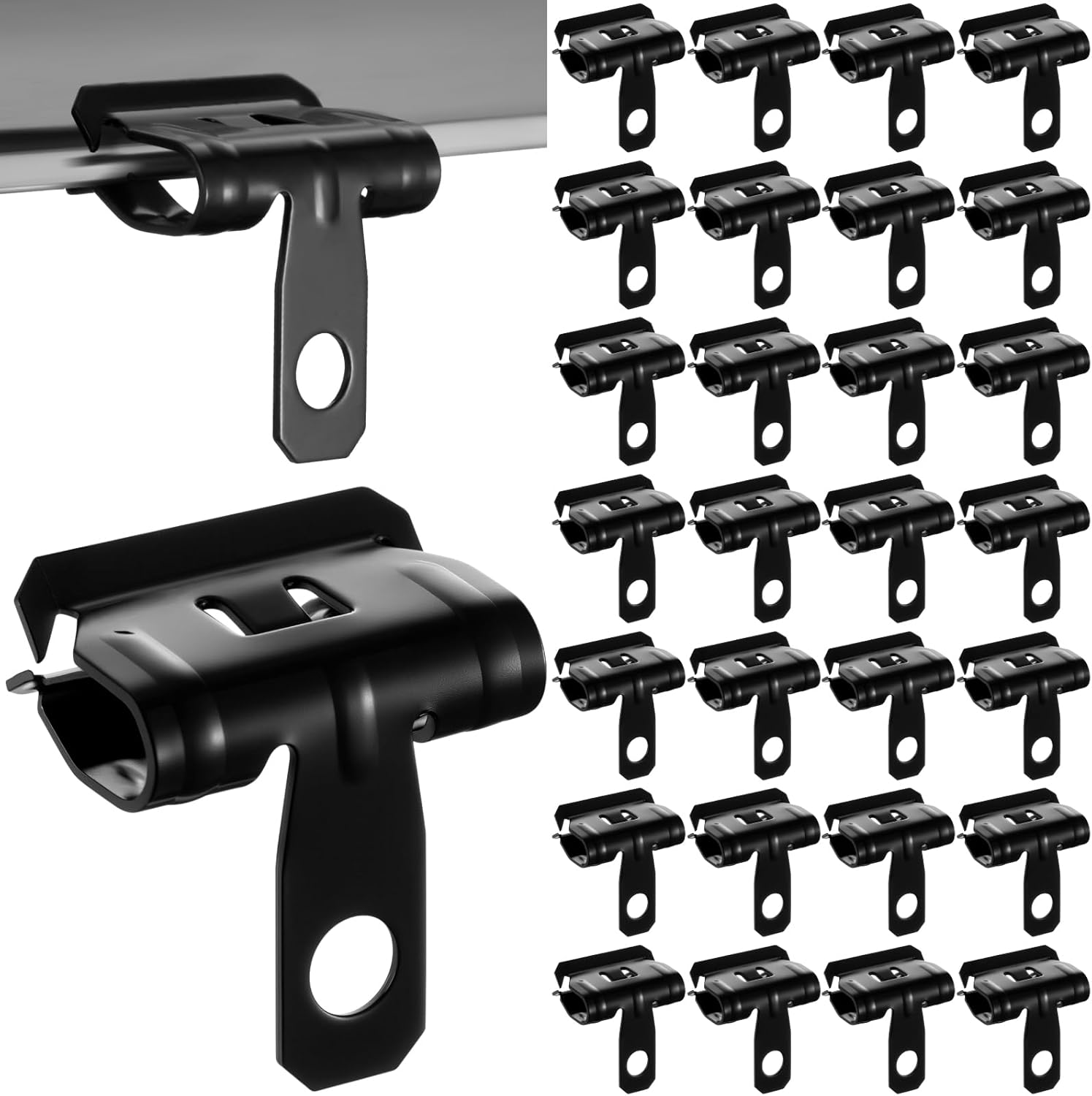 Hicarer 50 Pcs Hammer-On Flange Clip Side Mount 1/8-1/4 Inch Beam Clamp with Hole Cable Clip for Flanges Spring Steel