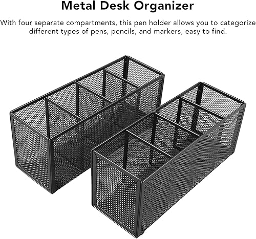 Vista 4 de Pssopp Organizador de suministros de arte, 4 rejillas, multiusos, suministros de papelería, almacenamiento para escuela, oficina, encimera