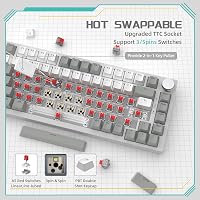 YINDIAO AK820 Mechanikus Gaming Billentyűzet 75% Layout 81 Gomb Hot-Swap Piros Switch USB-C PC Mac Szürke Fehér 5