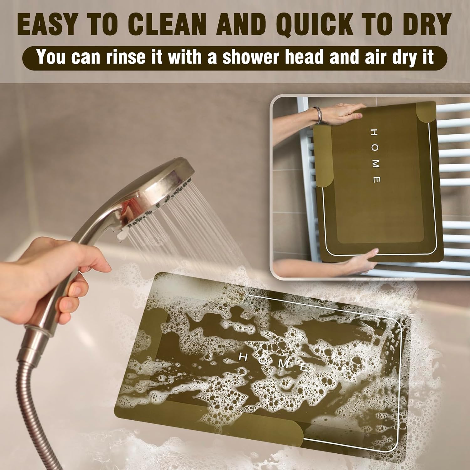 Modernized Magic Mat Bathroom, Bathroom Rugs Sets 3 Piece, Non-Slip, Absorbent, Quick-Drying, Stain-Resistant Bath Mats, Suitable for Bath Room, Kitchen, Dining Room (Brown) - Image 6