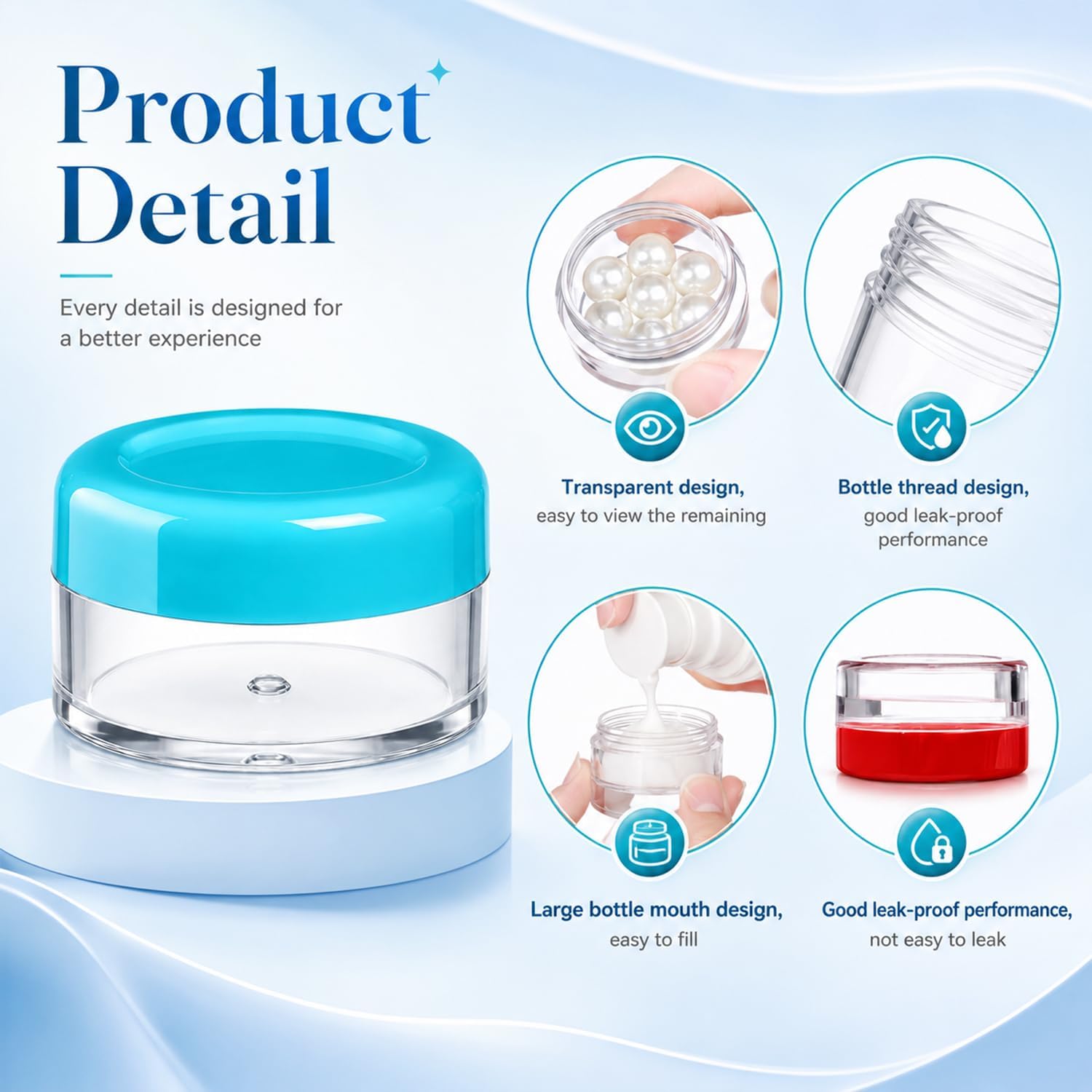 10 Pieces Mini Travel Jars 10ml/0.34 oz Travel Size Containers for Creams Small Cosmetic Jars for Makeup Face Creams Moisturizer Lotion with 2 Pieces Mini Spatulas (10)