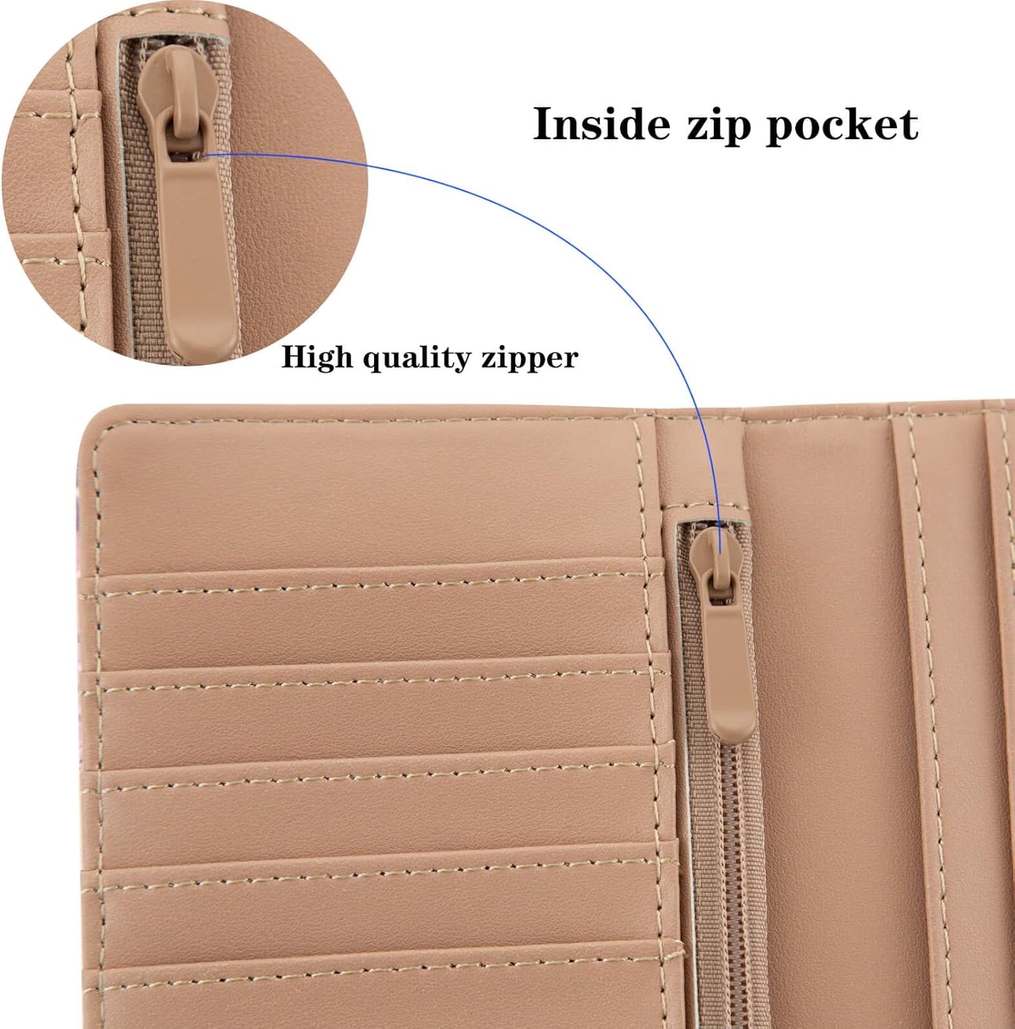 AIRMORS Wallet Women Leather Credit Card Holder with RFID Blocking Large Capacity Slim zipper Wallets for Men Minimalist Coin Purse long clutch wallet (Cherry) - Image 5