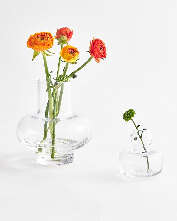 MARIMEKKO Clear Glass Flower Vase Upgrade Your Home Decor with Our Modern Vases for Centerpieces Perfect Small Glass Vases for Flowers (4 L x 4 W)