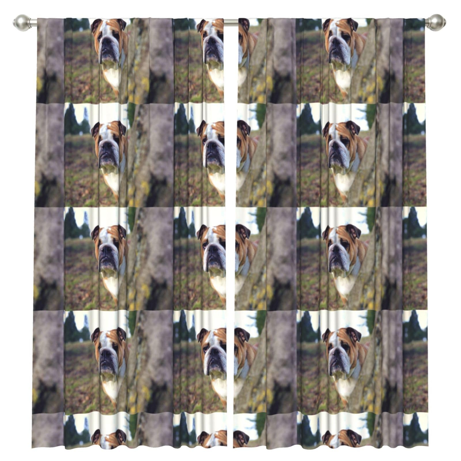 InOmak English BullDogs Lawn Pets English BullDogs, 2 Panels Window Curtains 52 x 84 Inch Blackout Curtains for Living Room Bedroom