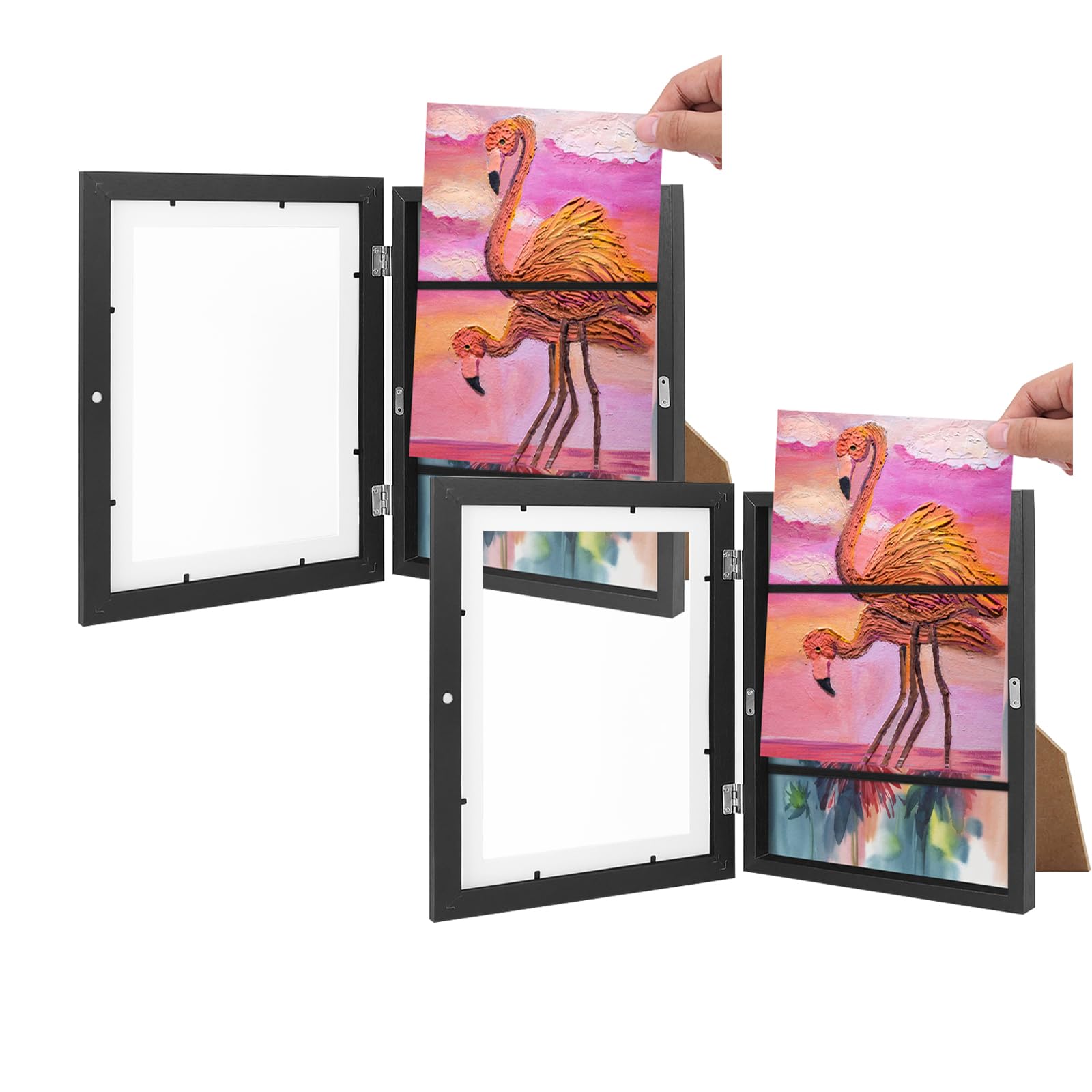 Photo 1 of Hold 150 Pcs 10x12.5 Kids Artwork Frames Changeable Placing or Hanging, Front-Opening Kids Art Frame, Childrens Art Project Frames for 3D Picture, Crafts, Hanging Art 10x12.5 inch 2 pack black