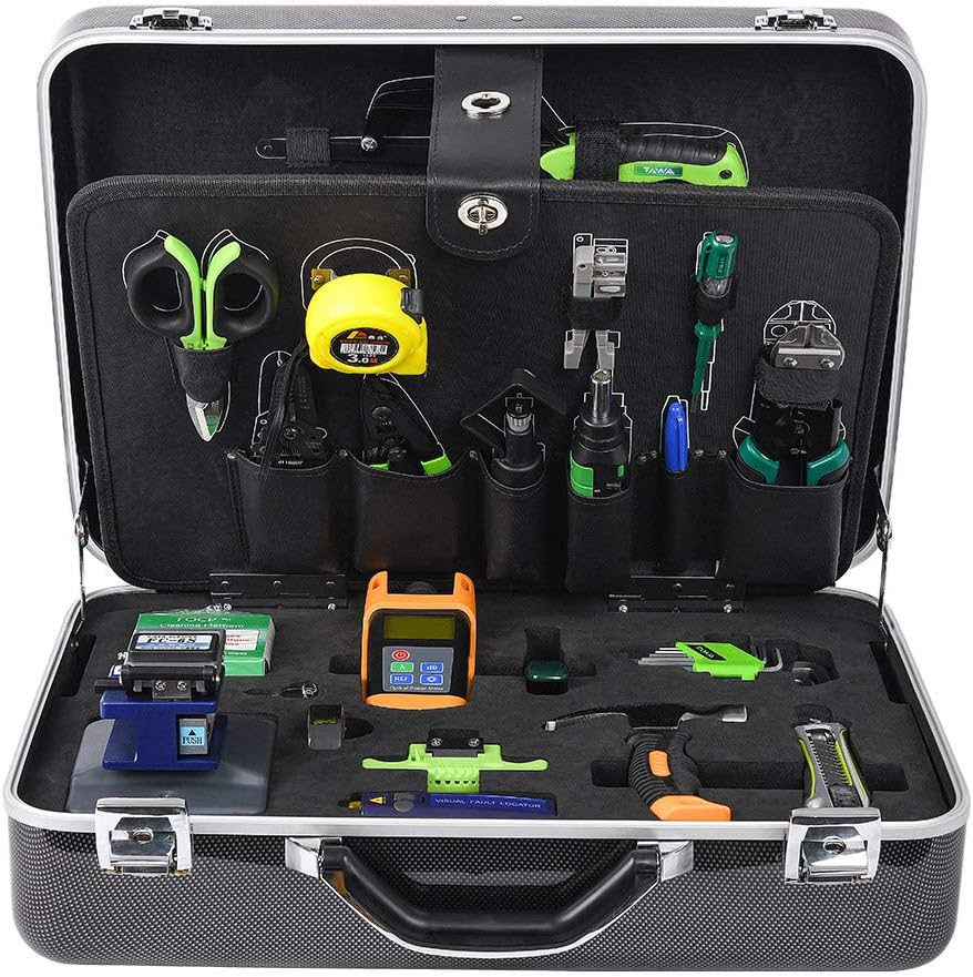 FTTH ToolKit TFS-40D KomShine Fiber Optic Fusion Splicing Tool kit with Optical Fiber Power Meter and Visual Fault Locator and Fiber Cleaver FC-6S