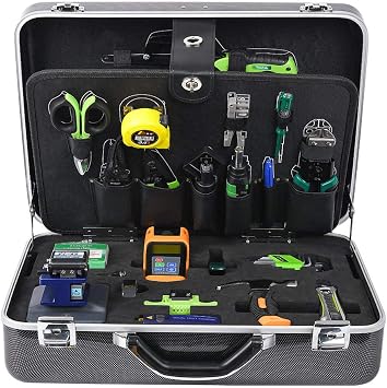 FTTH ToolKit TFS-40D KomShine Fiber Optic Fusion Splicing Tool kit with Optical Fiber Power Meter and Visual Fault Locator and Fiber Cleaver FC-6S