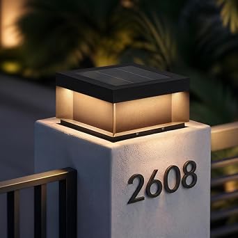 Solar Post Lights Outdoor, 11.8 Pillar Light IP54 Waterproof, 3000K Solar Column Lights Outdoor, Dusk to Dawn Extra Large Pillar Light, Modern Fence Column Lamp Fixture for Entrance Deck Patio