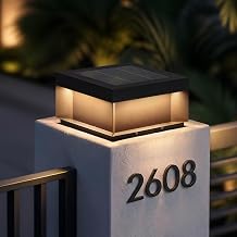Solar Post Lights Outdoor, 11.8'' Pillar Light IP54 Waterproof, 3000K Solar Column Lights Outdoor, Dusk to Dawn Extra Large Pillar Light, Modern Fence Column Lamp Fixture for Entrance Deck Patio