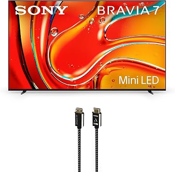 Sony K55XR70 55 Inch 4K Bravia LCD Mini LED Full Array HDR Google TV with an Austere 7S-8KHD2-2.5M VII Series 2.5m Premium Braided 8K HDMI Cable 2024