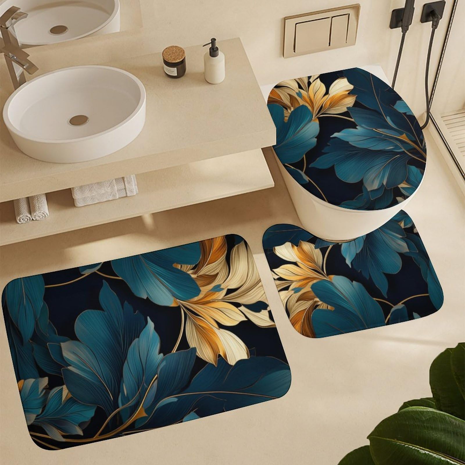 Set Bagno Azteco 4 Pezzi: Tenda Doccia 180x180, Tappeto, Copriwater E Tappetino - Design Tribale Navajo Occidentale