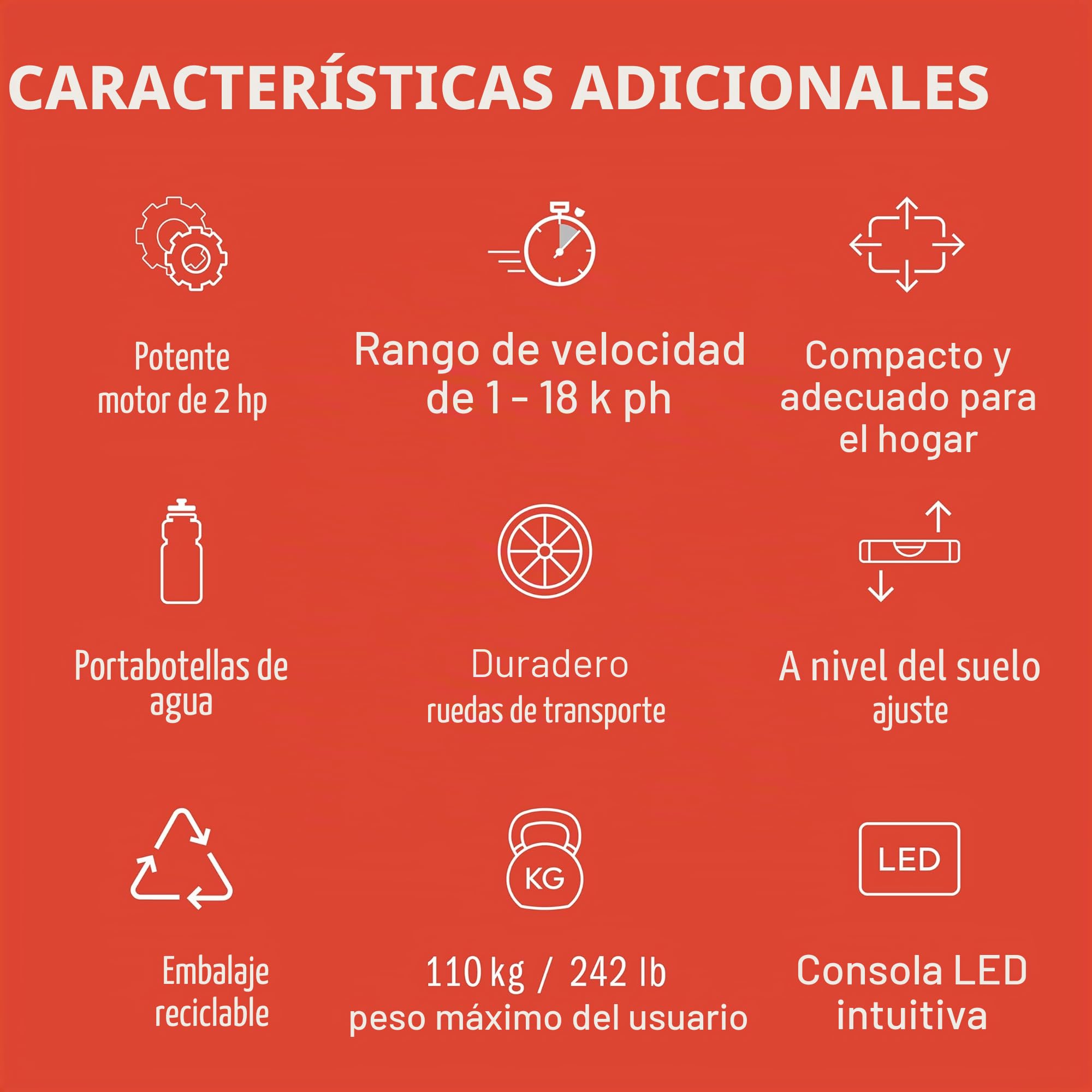 Cinta de Correr Adidas T-24c + Bluetooth - Kinomap y Zwift - Volante inercia 18kg - LED