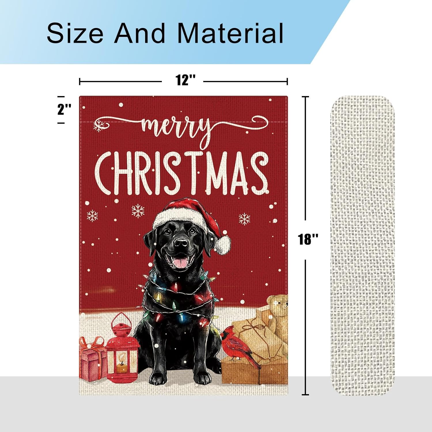 DLZDN Christmas Black Labrador Dog Garden Flag 12×18 Inch Double Side Vertical Burlap Farmhouse Yard Sign Winter Holiday Outdoor Decoration - Image 6