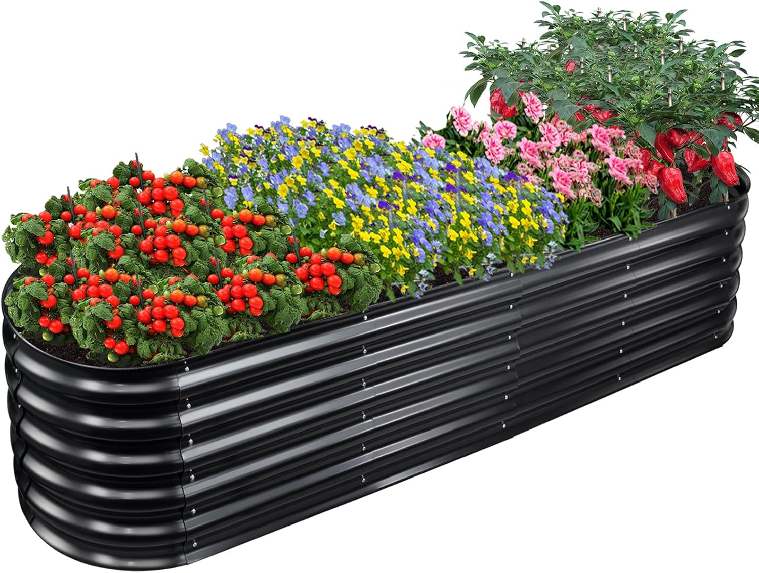 EDOSTORY Metal Raised Bed Garden Bed Kit, 8x2x1.4ft Tall Galvanized Planter Raised