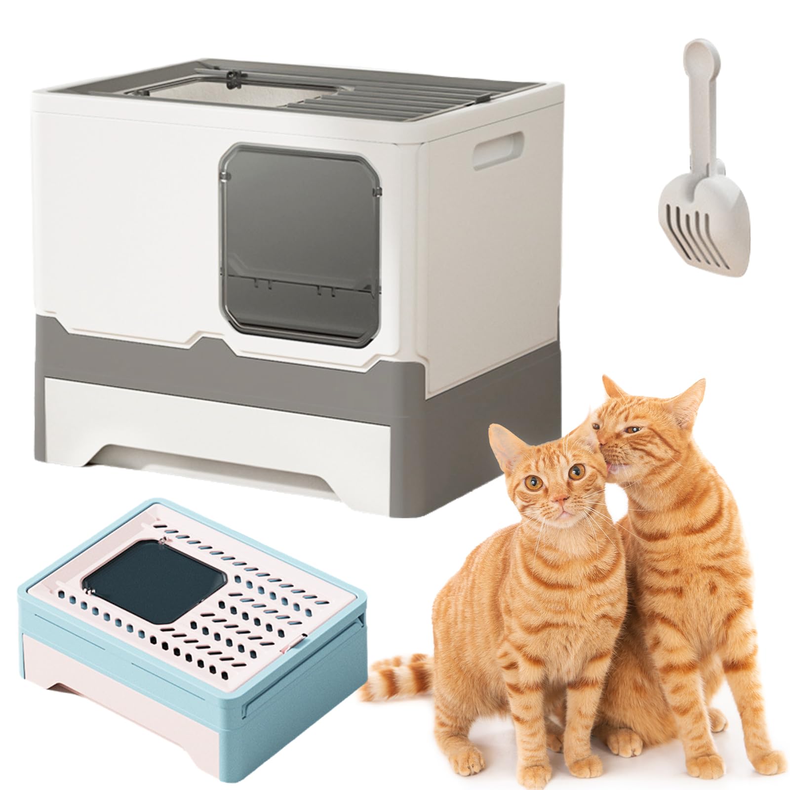 Amazon | 猫 トイレ 蓋付き 大型 猫 システムトイレ 上から 深型 多頭
