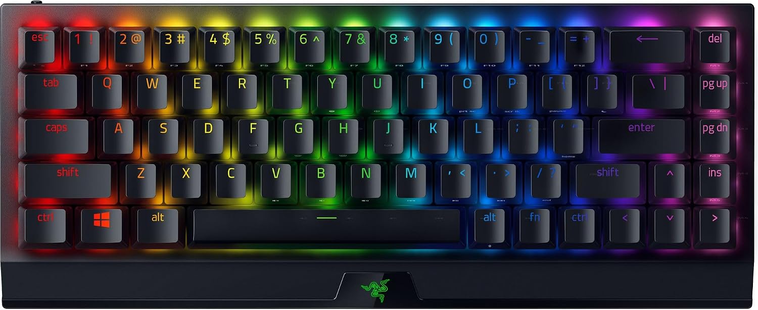 BlackWidow V3 Mini HyperSpeed 65% Wireless Mechanical Gaming Keyboard: HyperSpeed Wireless Technology - Green Mechanical Switches- Tactile & Clicky - Doubleshot ABS keycaps - 200Hrs Battery Life