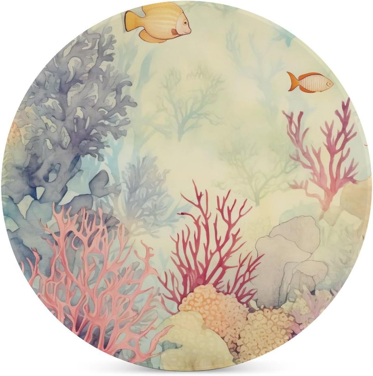 Drink Coasters for Coffee Table, Absorbent Coaster Set of 6, Marine Coral Reef Painting Ceramic Coaster for Wooden Table, Suitable for Kinds of Cups, Home Decor, 4 Inches