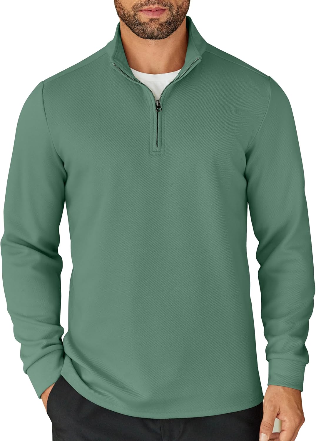 COOFANDY Men's Quarter Zip Up Pullover Lightweight Mock Neck Sweatshirt Casual Long Sleeve Polo Shirt