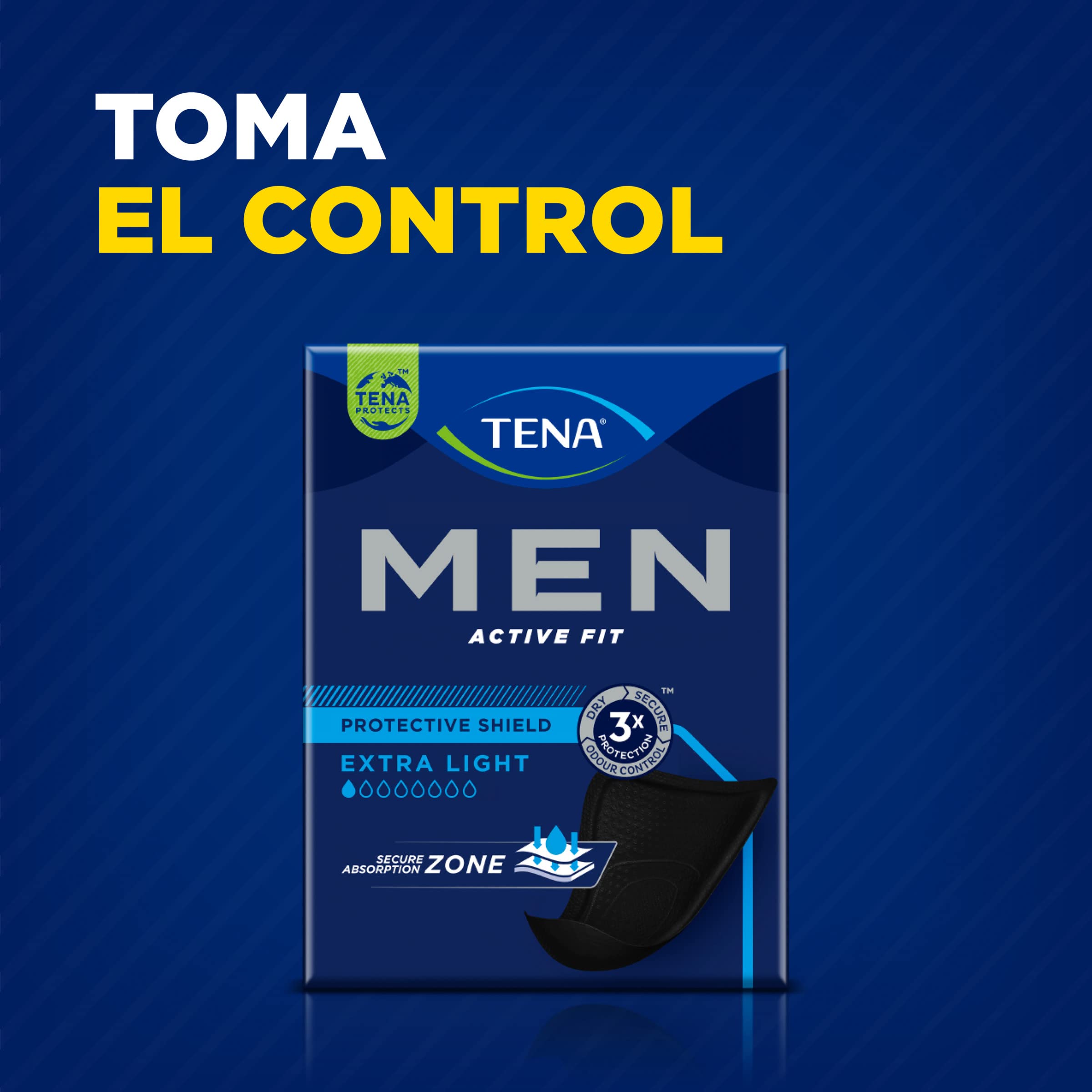 TENA Men Level 0 x112 Compresa Protectora Fina para Hombre 112 Unidades Paquete Mensual 8x14 Negro