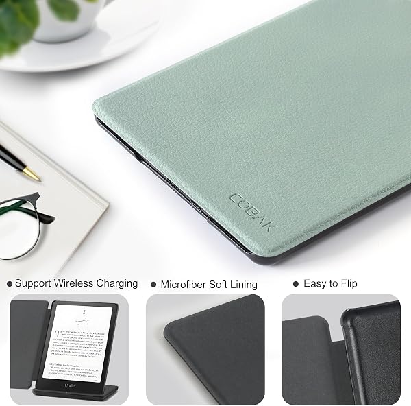 CoBak Funda para 7" Kindle Paperwhite 12th Generation 2024 y Kindle Colorsoft Signature Edition 2024 7 Pulgadas - Funda Protectora Ligera con Auto Sueño/Estela, Salvia Verde - 4