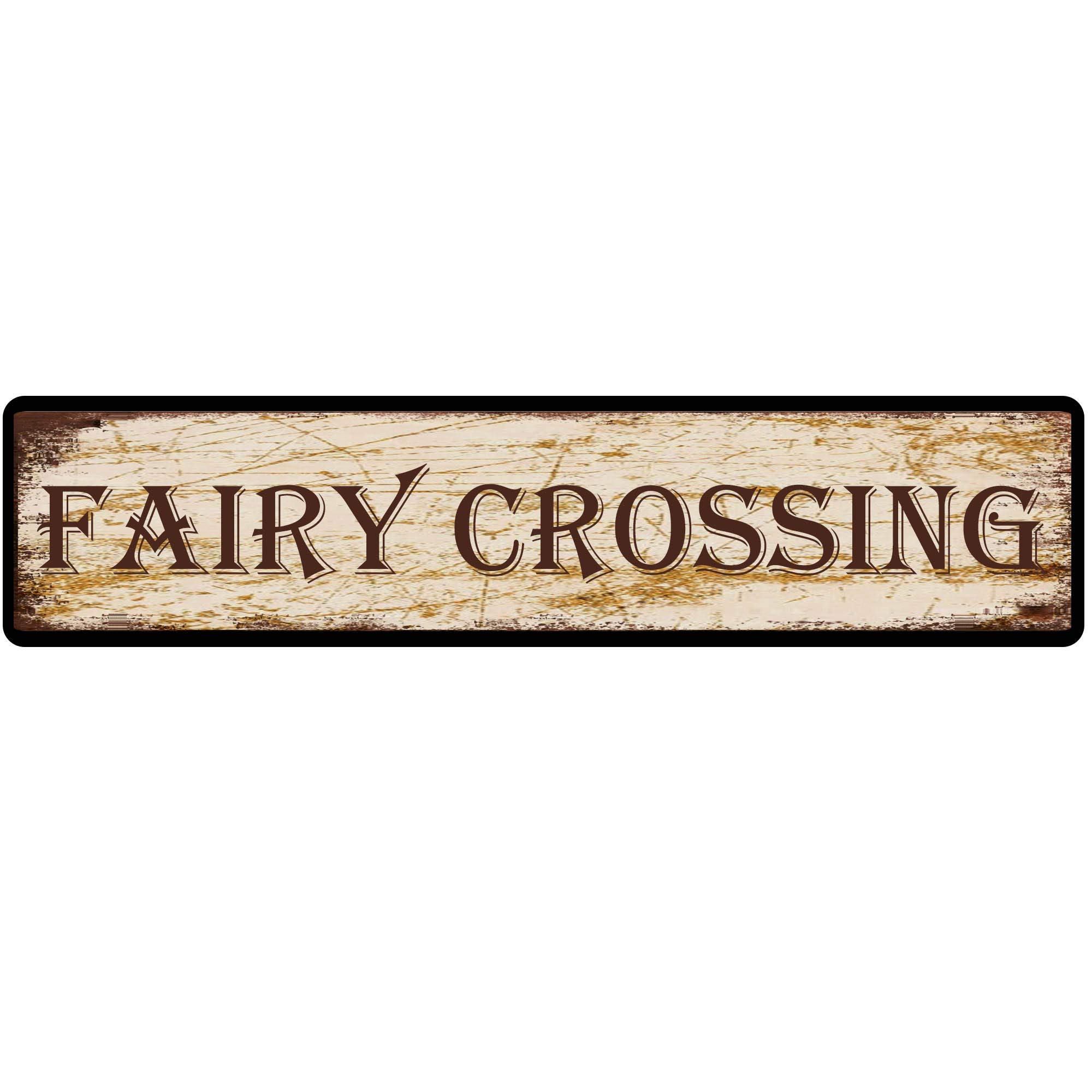 Fairy Crossing Retro Tin Signs Aluminum Metal Sign for Kitchen Home Garden Wall Bar Cafe Decor 4x16 Inch
