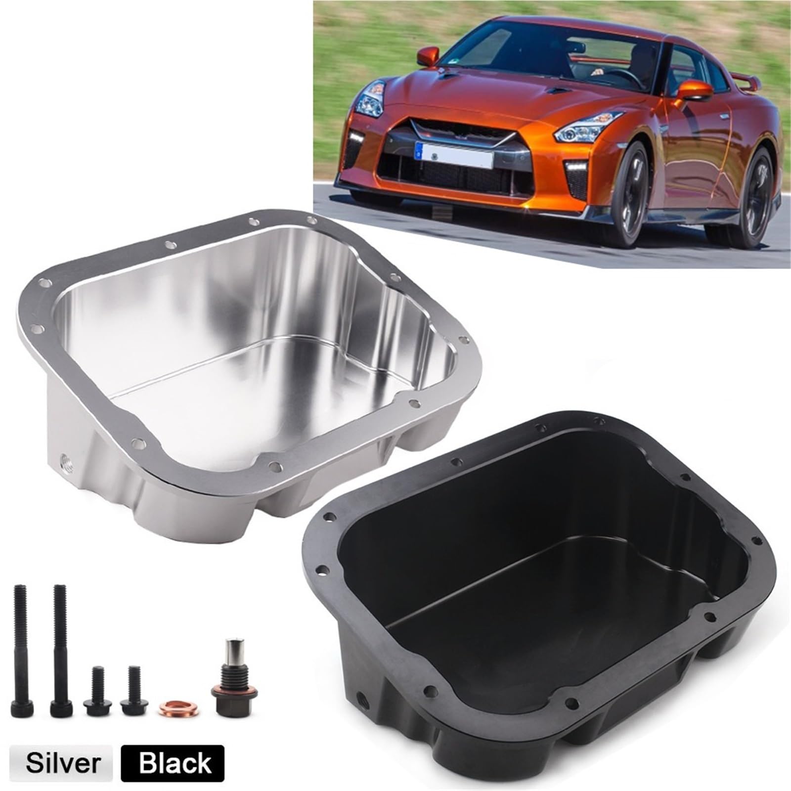 Coppa dell'olio‌ Kit coppa olio motore per modelli europei adatto per Nissan R35 GT-R VR38 CBA DBA VR38DETT dal 2009 in poi, con guida a sinistra e a destra LCA015 Carter olio‌(Black)
